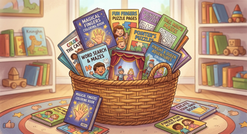 Basket of games from the Magic Fingers