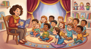 Teacher reading to the Magic Fingers to students
